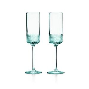 Tiffany&Co Brand NEW diamond point champagne flute set of 2